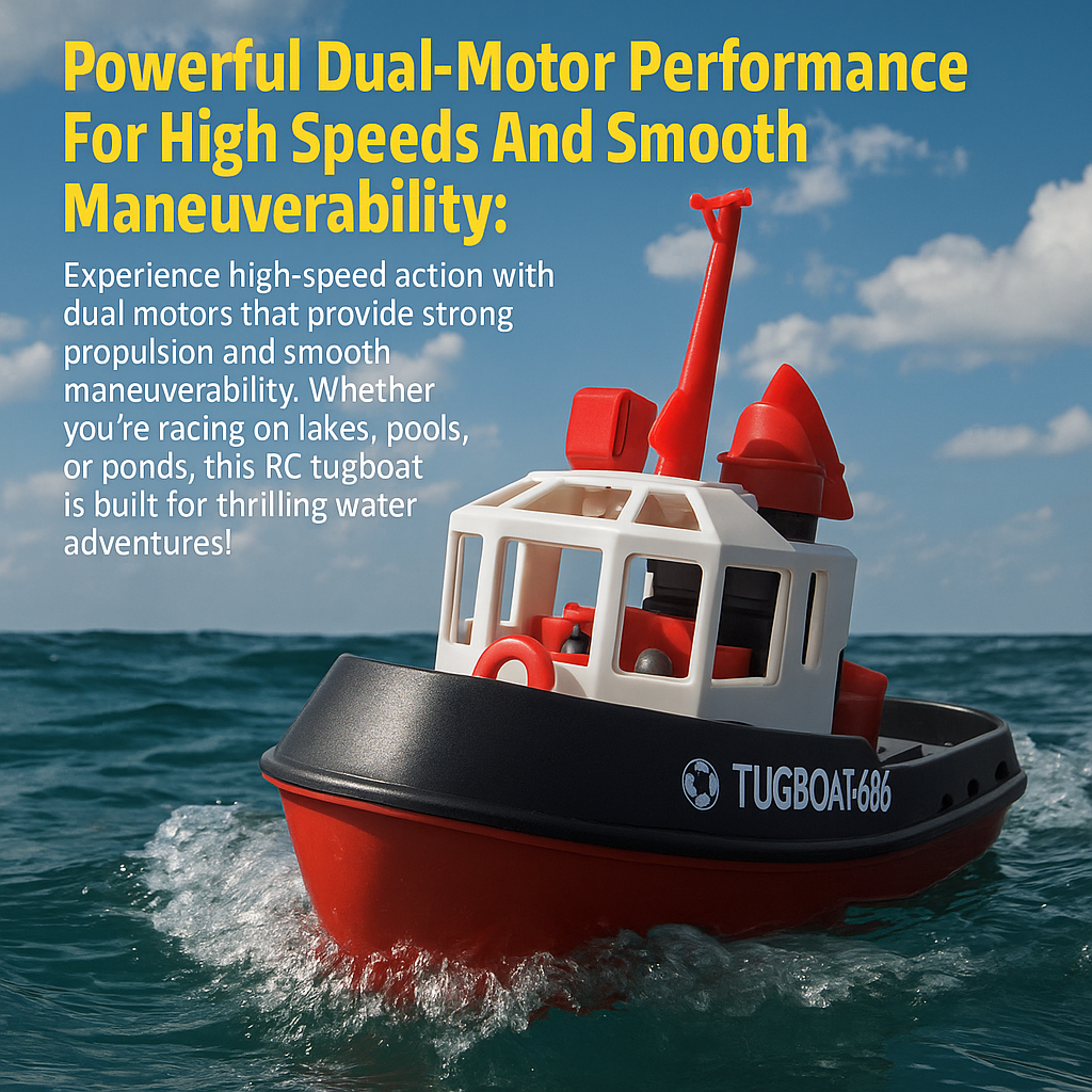 Powerful 1:72 Scale RC Tugboat β Dual Motor Fun for Water Adventures