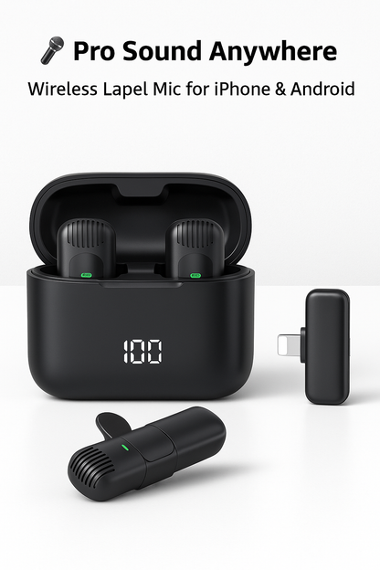 Portable Wireless Lapel Mic – Pro Sound with Charging Box for iPhone & Android