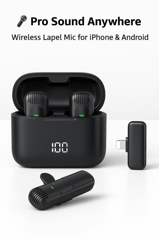 Portable Wireless Lapel Mic – Pro Sound with Charging Box for iPhone & Android
