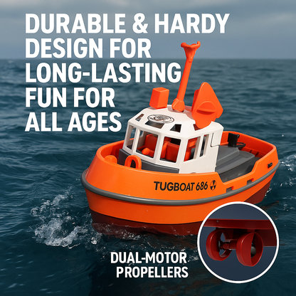 Powerful 1:72 Scale RC Tugboat – Dual Motor Fun for Water Adventures