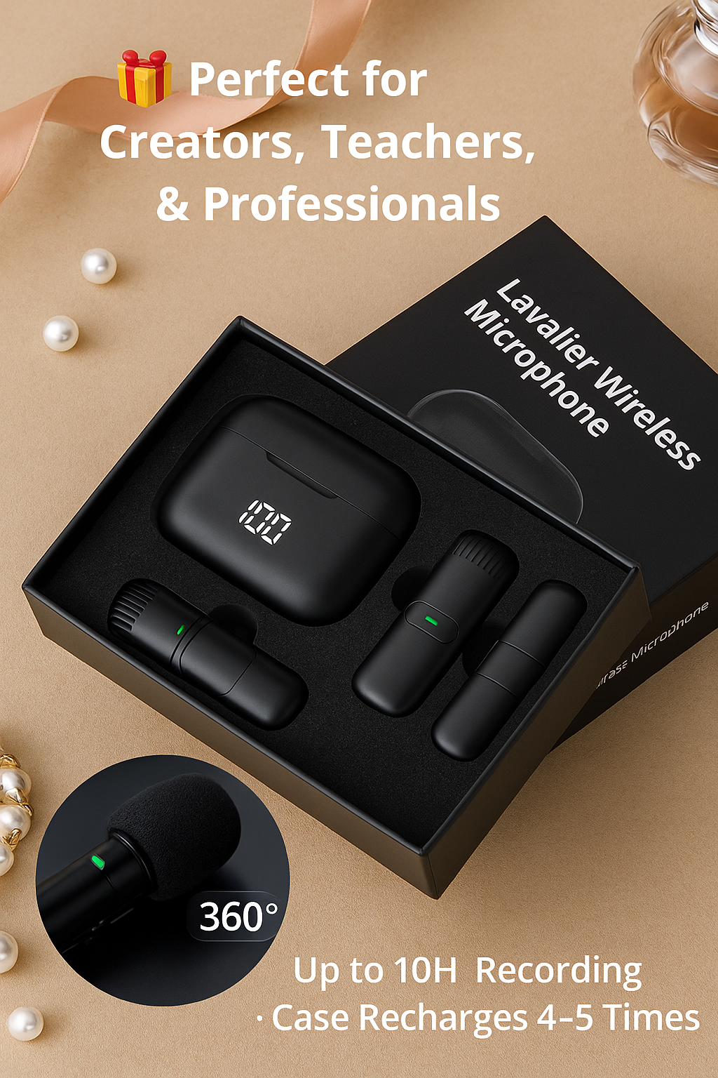 Portable Wireless Lapel Mic – Pro Sound with Charging Box for iPhone & Android