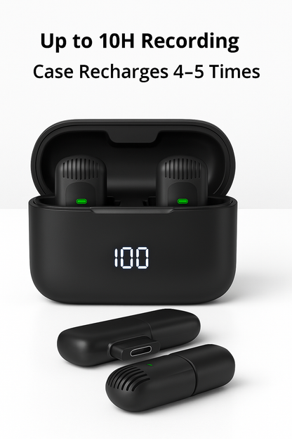 Portable Wireless Lapel Mic – Pro Sound with Charging Box for iPhone & Android