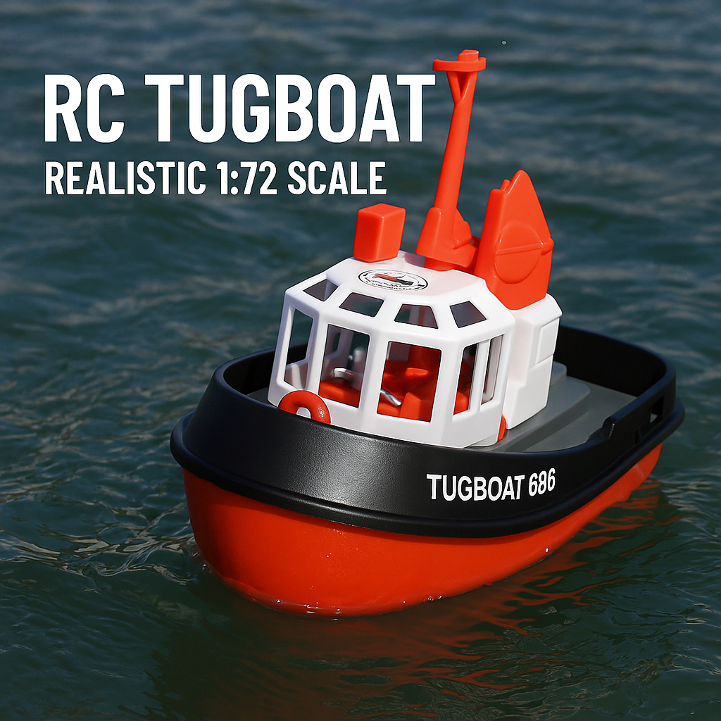 Powerful 1:72 Scale RC Tugboat – Dual Motor Fun for Water Adventures
