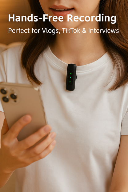 Portable Wireless Lapel Mic – Pro Sound with Charging Box for iPhone & Android