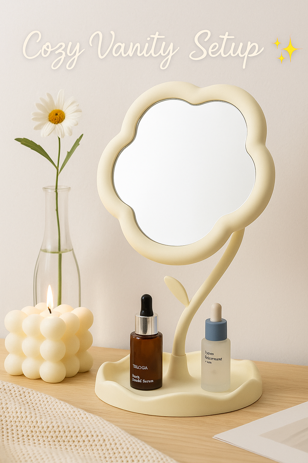 Aesthetic Sunflower Makeup Mirror – Perfect Desktop Vanity Decor