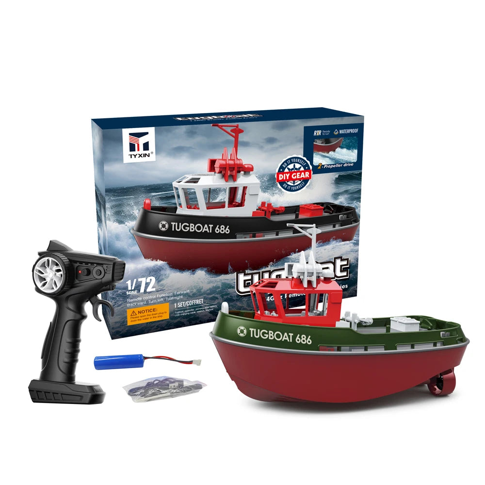 Powerful 1:72 Scale RC Tugboat – Dual Motor Fun for Water Adventures