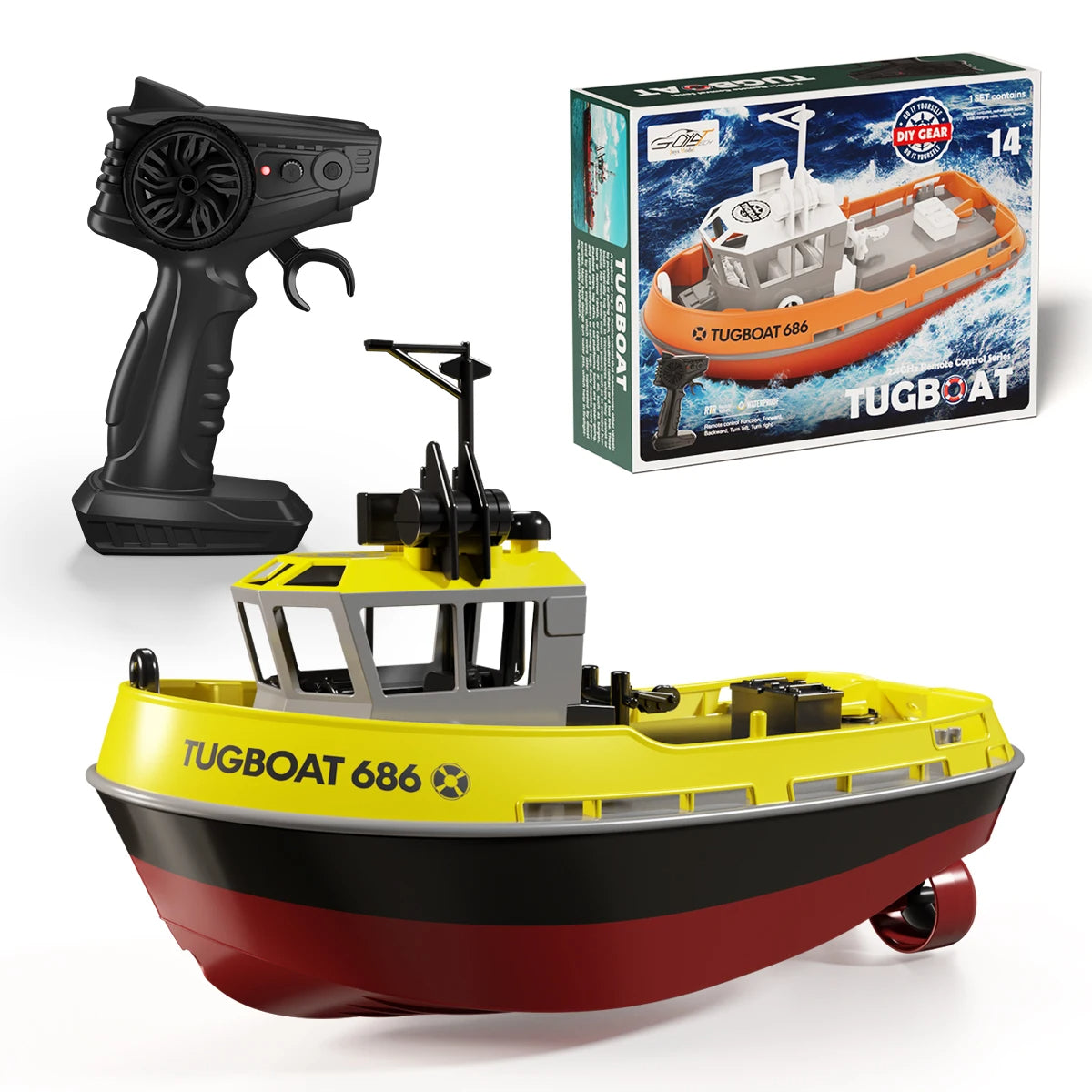 Powerful 1:72 Scale RC Tugboat – Dual Motor Fun for Water Adventures